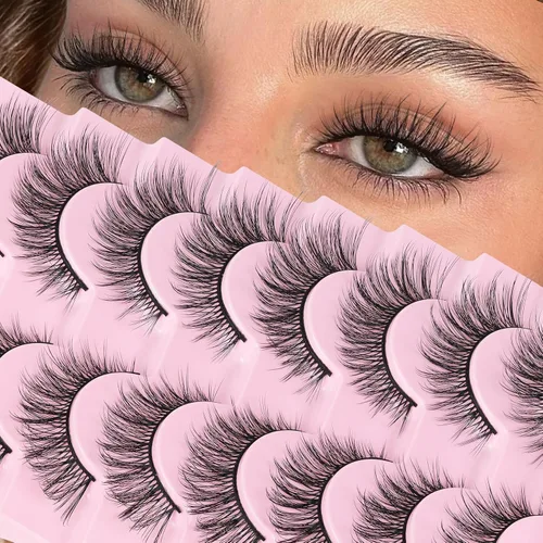 Vista 19 de Veleasha Pestañas postizas de manga puntiagudas, 100% hechas a mano, aspecto natural, pestañas postizas ligeras con banda transparente suave