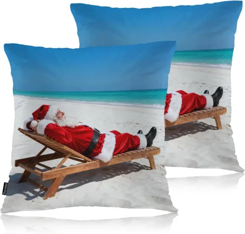 Vista 9 de Swono Juego de 2 fundas de almohada cuadradas decorativas de 18 x 18 pulgadas, bolas de Navidad de Año Nuevo, juego de 2 fundas de almohada