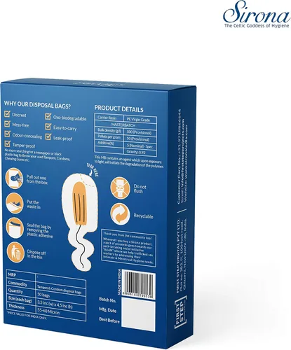 Vista 6 de Sirona Bolsas de eliminación de preservativos y tampones - 50 bolsas para eliminación discreta de tampones y preservativos Bolsa de basura