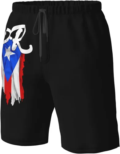 Vista 5 de Pantalones cortos de playa con bolsillos y diseño de bandera de Puerto Rico Boricua Pride