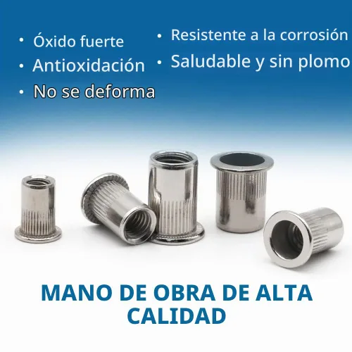 Vista 5 de Kit surtido de tuercas de remache de acero inoxidable de 50 piezas, tuercas de remache de acero inoxidable 1/4"-20 Plateado