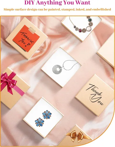 Vista 3 de MESHA - Cajas para joyería, de 3.5 x 3.5 x 1pulgadas, de cartón con relleno de algodón, para regalo