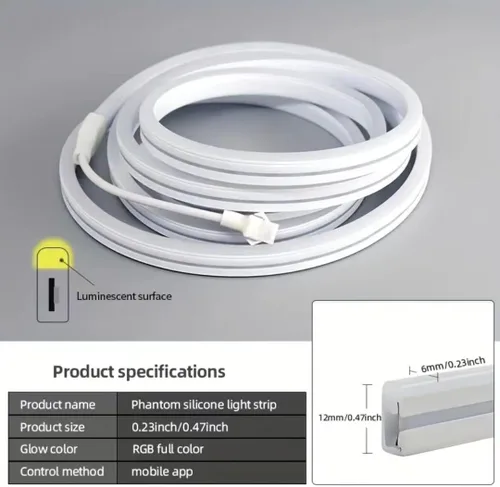 Vista 8 de Tira de luces LED de neón USB de 9.8 pies, tira de luces LED RGB IC inteligentes para dormitorio, tira de luz de neón LED de sincronización
