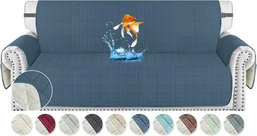 Vista 29 de MAXIJIN Fundas impermeables para sofá de 3 cojines, aptas para mascotas, fundas acolchadas para sofá de 69 pulgadas, lavables, protector de sofá