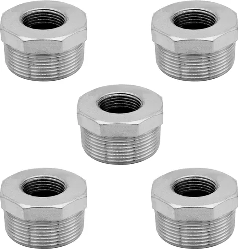 Vista 13 de Adaptador de acero inoxidable de 1 pulgada macho NPT a 1/2" hembra NPT reductor hexagonal buje adaptador de montaje de tubería (paquete de 5)