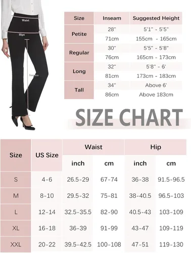 Vista 6 de Tapata Women Dress Pants 28"30"32"34" High Waist Stretchy Bootcut Pants Tall, Petite, Regular for Office Business Casual