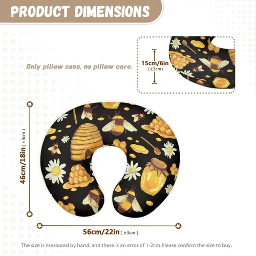 Vista 4 de Forchrinse Bee Daisy - Funda de almohada de lactancia elástica para bebé, fundas de lactancia extraíbles para almohada de lactancia, bonita funda