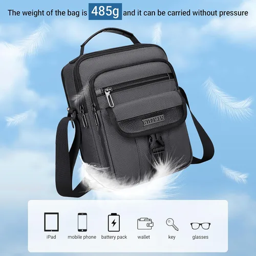 Vista 5 de WITZMAN Bolsos cruzados para hombre, bolso de hombro de viaje, ligero, bolso pequeño casual para trabajo, viajes