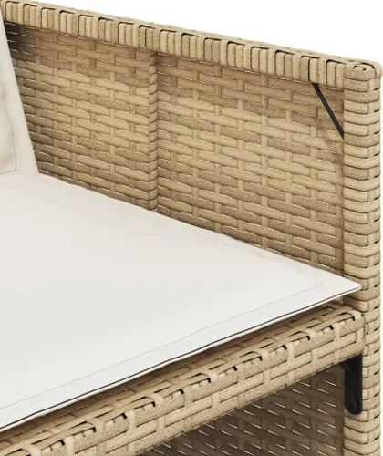 Vista 8 de Juego de comedor de patio de 9 piezas con mesa de ratán de polietileno beige y cojines color crema, muebles de exterior para jardín, patio trasero