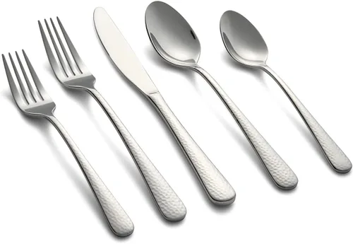 Vista 4 de Cambridge Silversmiths Keene - Juego de cubiertos de satén negro de 20 piezas, servicio para 4