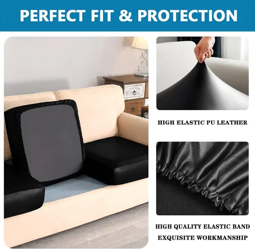Vista 5 de Fundas de cojín de piel sintética para sofá, fundas de asiento de sofá, fundas de asiento de caravana impermeables con parte inferior elástica