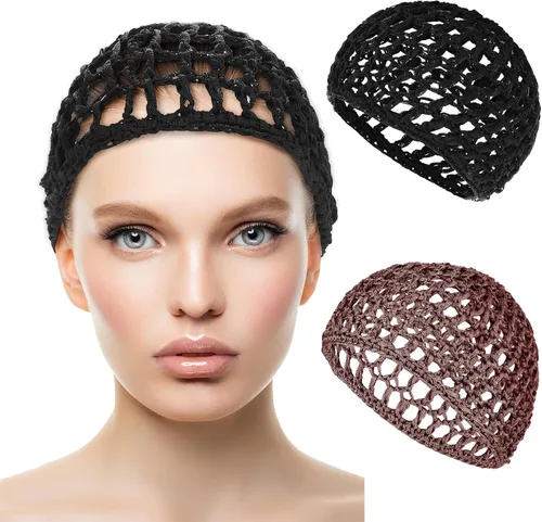 Vista 15 de WLLHYF Gorros de Peluca para Cabello Grueso y Largo, Gorros Ajustables de Red Malla Trenzada para Tejer, Hacer Crochet, Coser, Tejido de Red