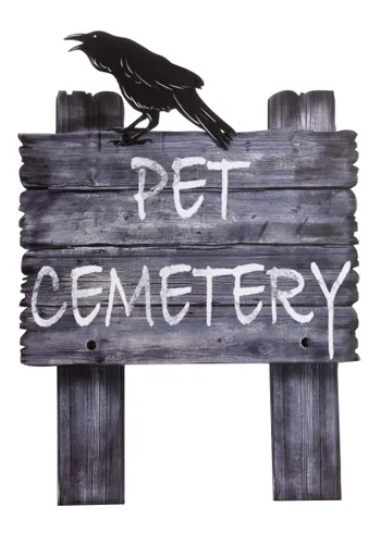 Vista 2 de Decoración de señal de cementerio de mascotas Witch Way de 30 pulgadas Multicolor