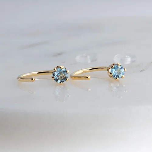 Vista 38 de Half Huggie Birthstone Gold Hoop Earrings for Women Tiny Cartilage Stud Piercing Earring Hypoallergenic Earring Screw Back Dainty Hug