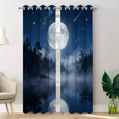 Vista 66 de Batmerry American Flag Ink Dot Blackout Tier Curtains, Red Blue White Stars Abstract Thermal Insulated Half Curtain Rod Pocket Small Valance for