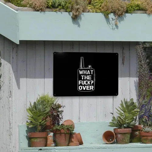 Vista 9 de Divertido Walkie Talkie Hand Radio What The Fuck Over de 8 x 12 pulgadas, letrero de metal retro decoración de pared para cocina, sala de estar
