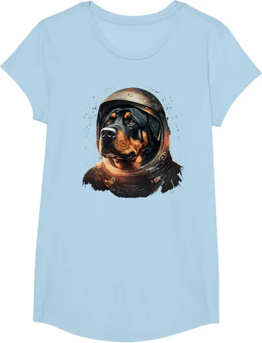 Vista 14 de Divertida camiseta Rottweiler con diseño de astronauta rottweiler en galaxia espacial, Negro