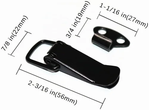 Vista 3 de 4Pack Black Spring Loaded Toggle Latch for Cabinet, Wooden Case, Box, Chest Negro