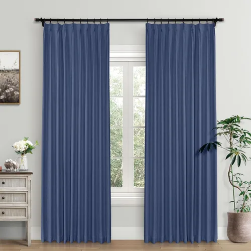 Vista 14 de Macochico Cortinas opacas de lino plisadas para oscurecer la habitación, panel con aislamiento térmico para dormitorio, sala de estar, sala