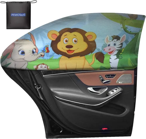Vista 9 de PEMOTech - Parasol para ventana de coche (2 pack) - Certificado, parasol para ventana lateral del coche, protección UV, transpirable, de spandex