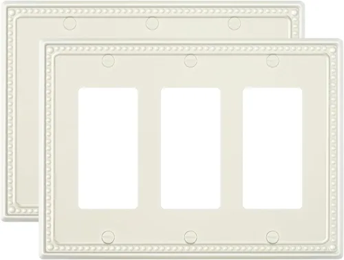Vista 90 de Paquete de 2 cubiertas de placa de interruptor de luz de doble palanca, cubiertas decorativas de placa de doble interruptor Pearls, placa de pared