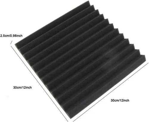 Vista 7 de Paneles de pared insonorizados, paquete de 12 paneles de espuma acústica de alta densidad de 1 x 12 x 12 pulgadas, borde biselado, paneles de cuña