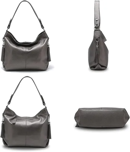 Vista 15 de Moda suave cuero genuino borla mujer bolso señoras hombro mensajero hobo bolso