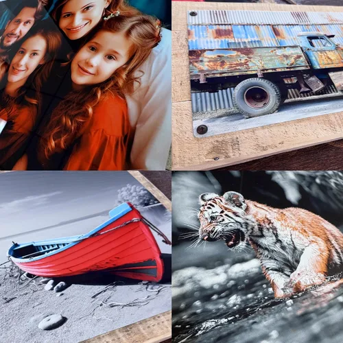 Vista 7 de MUNDAZE Impresión de metal de retrato personalizado en marco de paleta de madera recuperada – Regalo de foto familiar personalizado – Recuerdo