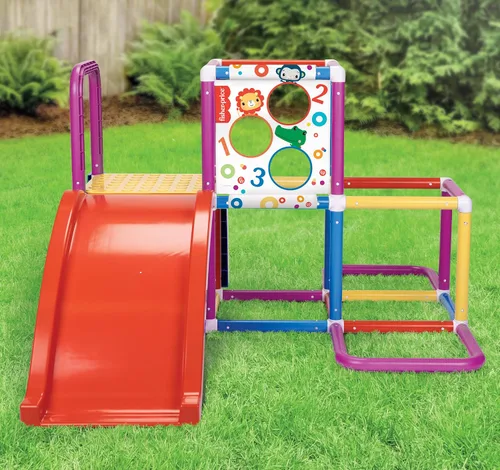 Vista 2 de Fisher-Price Estructura de juego de gimnasio de la selva con tobogán para niños con juego de lanzamiento de bolsas de frijoles, juego activo