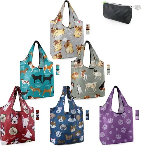 Vista 50 de BeeGreen Bolsas de comestibles reutilizables de Navidad con bolsa de almacenamiento con cremallera, paquete de 10 bolsas de compras reutilizables a