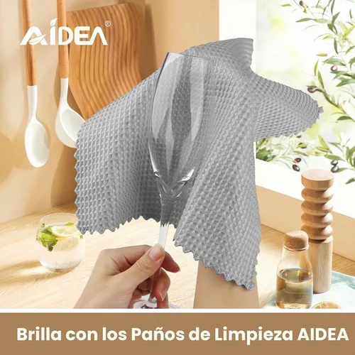 Vista 7 de AIDEA Paño de limpieza de vidrio de microfibra, 12 unidades, paño de limpieza mágico gris 11 × 11 pulgadas
