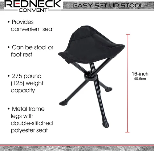 Vista 2 de Redneck Convent RC plegable camping taburete trípode compacto caza silla - Taburete portátil de 3 patas ultraligero silla de mochilero