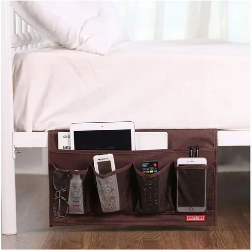 Vista 16 de Zafit Organizador de almacenamiento de mesita de noche, organizador de armario de mesa para mandos, teléfono, lentes (4 bolsillos, negro)