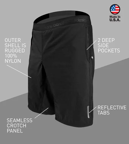 Vista 5 de Aero Tech USA MTB - Pantalones cortos acolchados para bicicleta de montaña para hombre