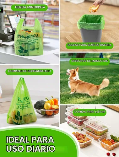 Vista 7 de UMT Plastar 500 bolsas biodegradables para camisetas, 11.5 x 6.25 x 21
