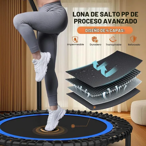 Vista 5 de ANCHEER Minitrampolín plegable de 40"/48", carga máxima de 450 libras/550 libras para interiores, con mango de espuma ajustable de 4 niveles
