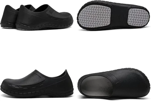 Vista 4 de Haifago Zapatos de chef antideslizantes para hombre, zuecos de trabajo de cocina resistentes al aceite, zapatos de servicio de alimentos