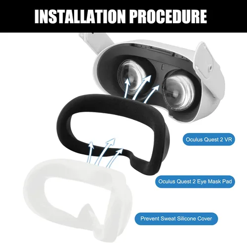 Vista 6 de MASiKEN Accesorios 6 en 1 para Oculus Quest 2 kits de repuesto de correa para la cabeza carcasa de realidad virtual cubierta de controladores