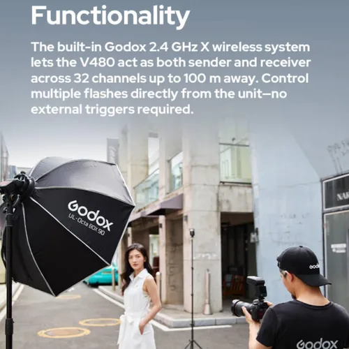 Vista 7 de Godox V480 Flash para Canon Ttl and Manual Flash, Guide Number ~gn50, High-Speed Sync Up to 1/8000 Second, 7.2v/2200mah Removable Li-Ion Battery