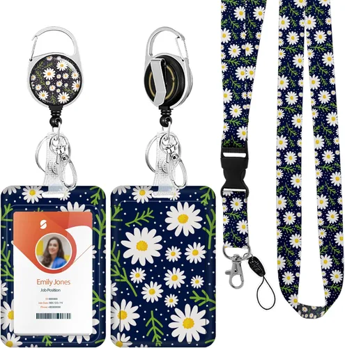 Vista 29 de Soporte para tarjetas de identificación con cordón, soporte retráctil para tarjetas de identificación, correa desmontable para el cuello con carrete