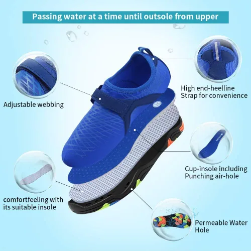 Vista 2 de Zapatos acuáticos para niños y niñas, suela ligera y cómoda, fácil de caminar, calzado acuático y deportivo antideslizante