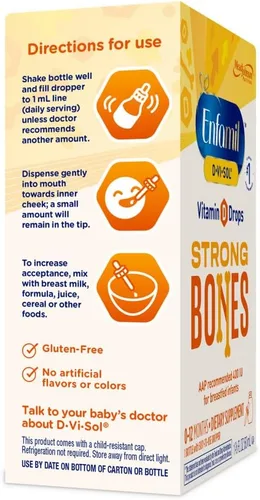 Vista 6 de Enfamil D-Vi-Sol Suplemento líquido de vitamina D gotas para bebés, apoyo a dientes y huesos fuertes en bebés recién nacidos, fácil de usar, sin