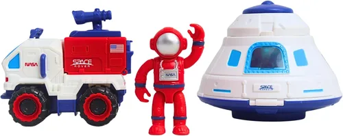 Vista 8 de Space Adventure - Juego de cápsula espacial con puerta iluminada, Lunar Rover y 2 figuras de astronauta, juguete espacial de plástico