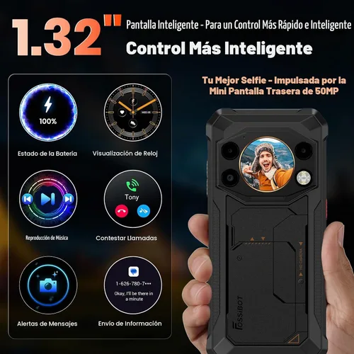 Vista 4 de FOSSIBOT Teléfono resistente F117 de 24 GB+ 256 GB/2 TB, HD de 6.74 Negro