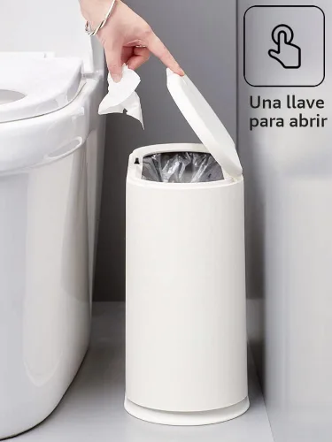 Vista 3 de Cubo de basura rectangular delgado de plástico negro con tapa de presión, cubo de basura estrecho de 12 litros / 3.2 galones con tapa emergente