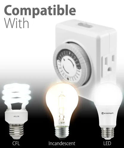 Vista 7 de Fosmon Temporizadores de salida para tomas eléctricas, temporizadores de luz de doble enchufe programables de 24 horas para interiores, enchufes