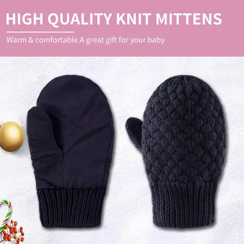 Vista 4 de Guantes de punto para bebés, niños y niñas, guantes de invierno para recién nacidos, guantes de 0 a 3 años