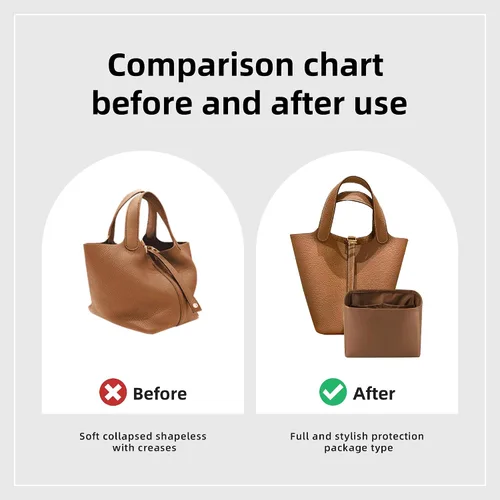 Vista 5 de DGAZ Organizador de bolso, sedoso y suave, seda, bolso de mano de lujo en moldeadores de bolsa, para mujer, se adapta a picotin1822 bolsas