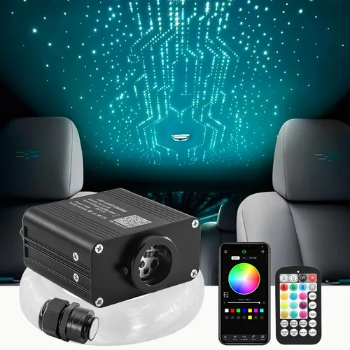 Vista 11 de ATOKEE Kit de Luces de Techo Estrellado Twinkle de 16W con 200 piezas, Fibra Óptica de Tamaño Compacto de 0.03 pulgadas 6.5 pies, Luces de Techo