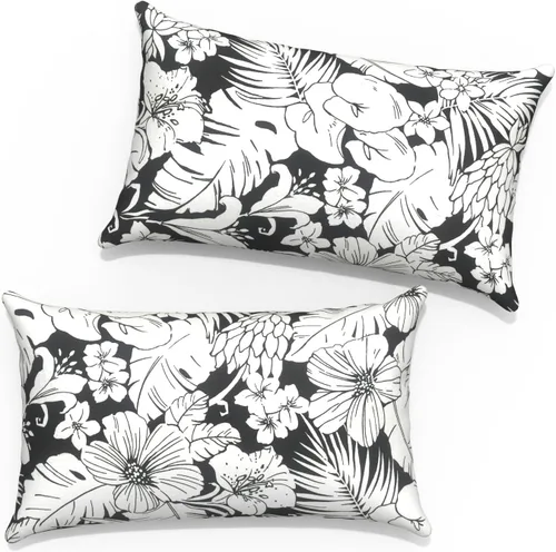 Vista 71 de Juego de 2 fundas cuadradas de 16 x 16 pulgadas para cojín de exteriores, fundas decorativas modernas para cojín de respaldo para muebles de patio